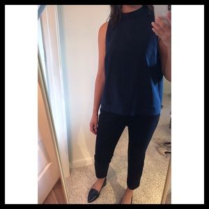 Navy mock neck blouse